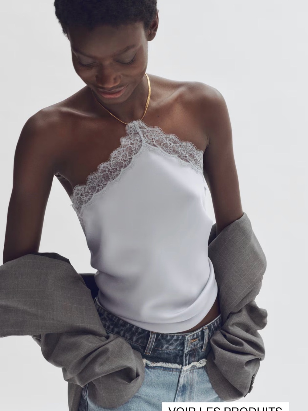 Stella McCartney X H&M Satin Lace-Trim Backless Top - Light blue